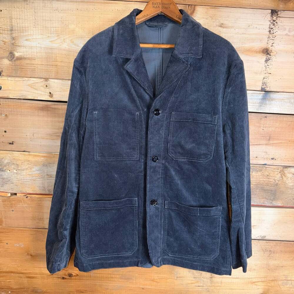 H&M Corduroy Chore Jacket Size 40R Dark Gray Cotton Blend Blazer